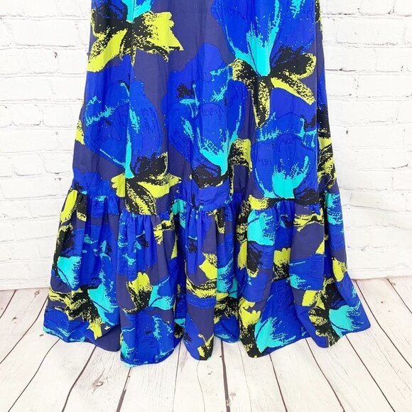 NWT CHRISTOPHER JOHN ROGERS FOR TARGET BLUE FLORAL RUFFLE MAXI DRESS - 0 - Picture 6 of 9